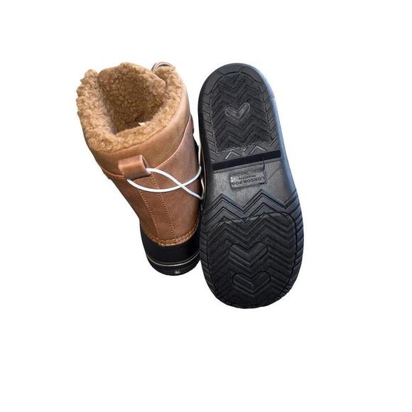 London Fog Girls Mid-Calf Snow Boot Size 1 Brown Faux Fur Waterproof - Picture 5 of 6